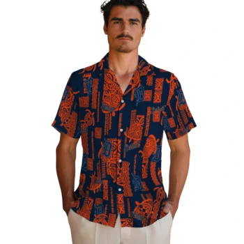 detroit tigers turtle lines navy hawaiian shirts fashion forward