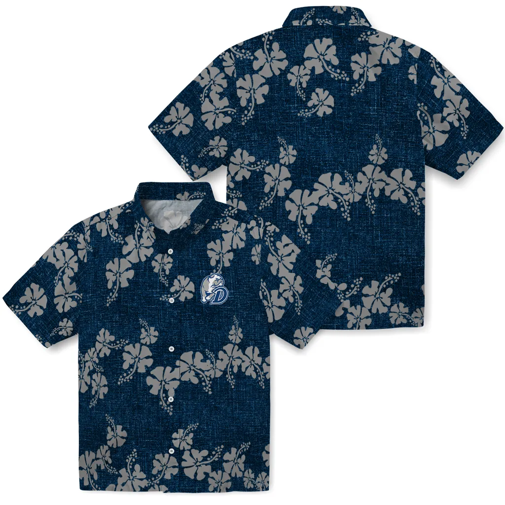 Drake Bulldogs Hawaiian Shirt - 50th State Flower drake bulldogs hibiscus petals blue hawaiian shirts high quality