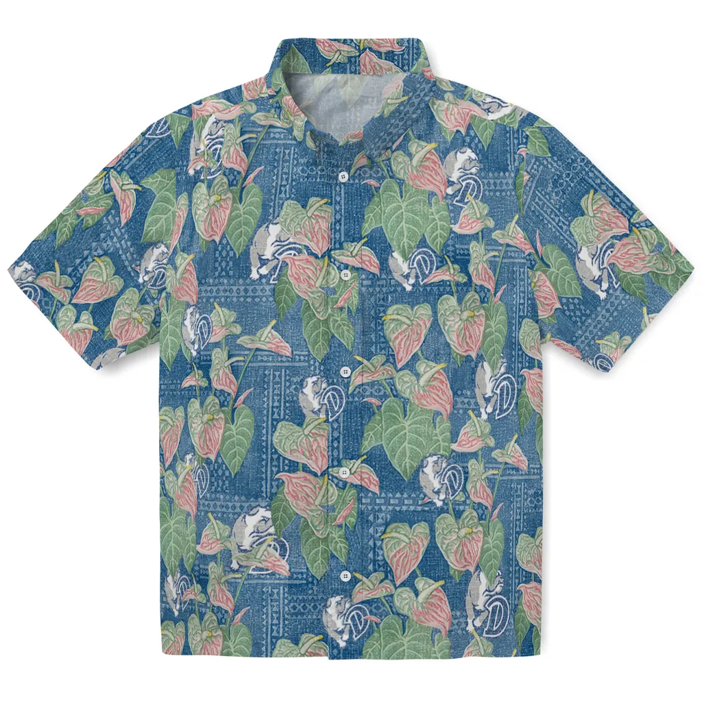 Drake Bulldogs Hawaiian Shirt - Anthurium Overlay drake bulldogs anthurium overlay blue hawaiian shirts best selling