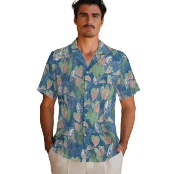 drake bulldogs anthurium overlay blue hawaiian shirts fashion forward