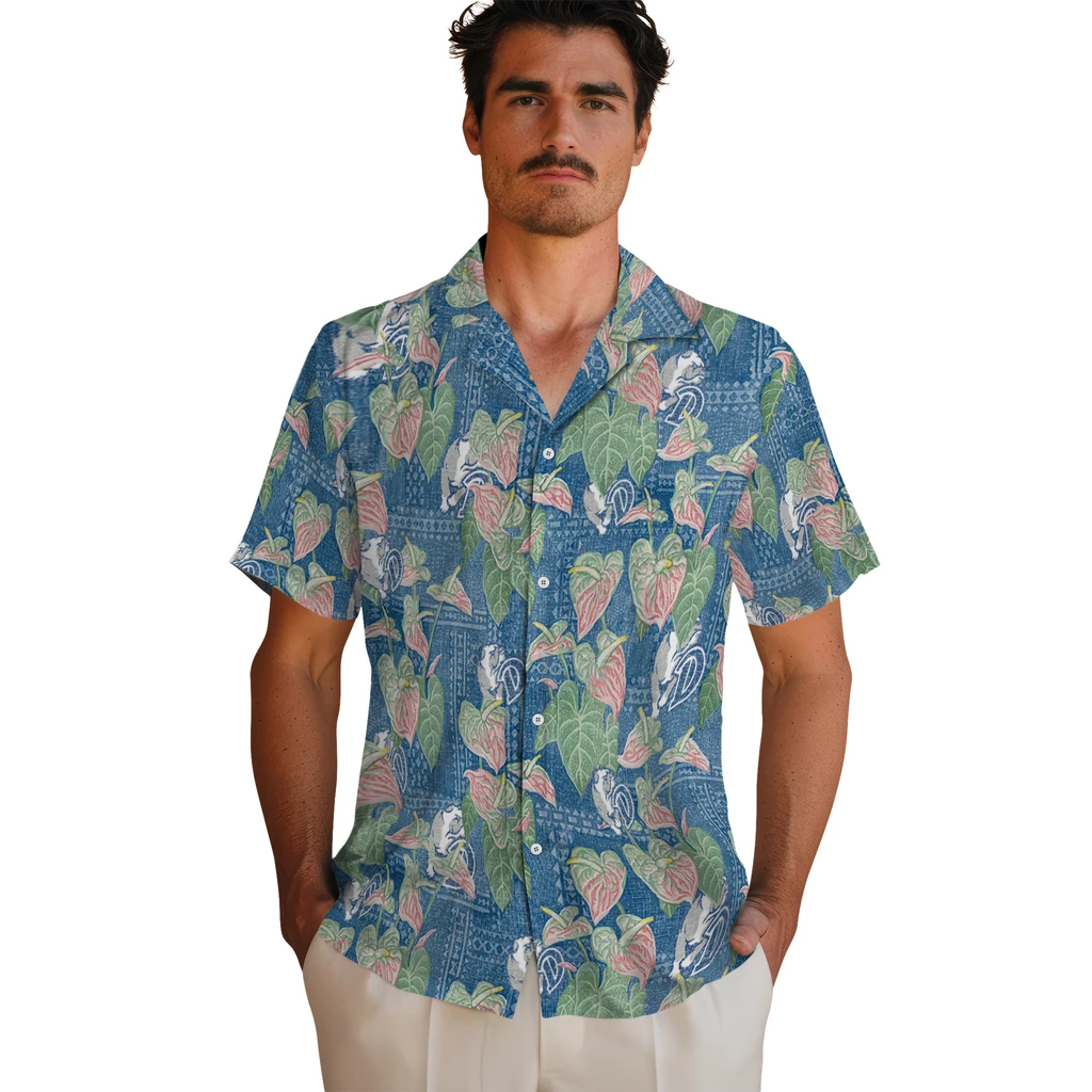 Drake Bulldogs Hawaiian Shirt - Anthurium Overlay drake bulldogs anthurium overlay blue hawaiian shirts fashion forward