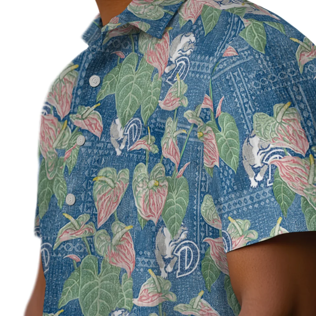 Drake Bulldogs Hawaiian Shirt - Anthurium Overlay drake bulldogs anthurium overlay blue hawaiian shirts trendy