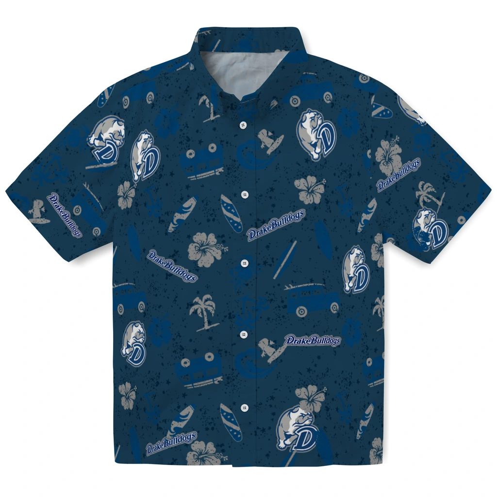 Drake Bulldogs Hawaiian Shirt - Beach Vibe drake bulldogs beach vibe navy hawaiian shirts best selling