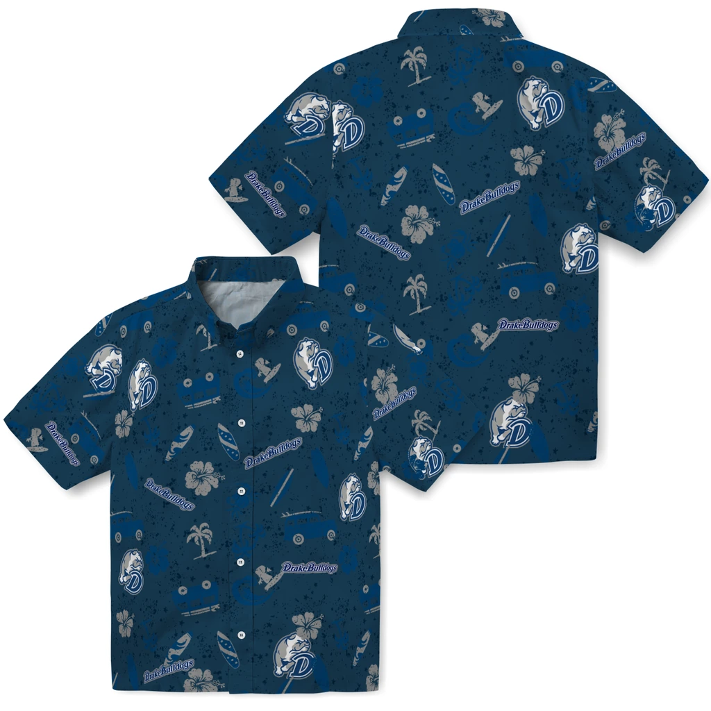 Drake Bulldogs Hawaiian Shirt - Beach Vibe drake bulldogs beach vibe navy hawaiian shirts high quality