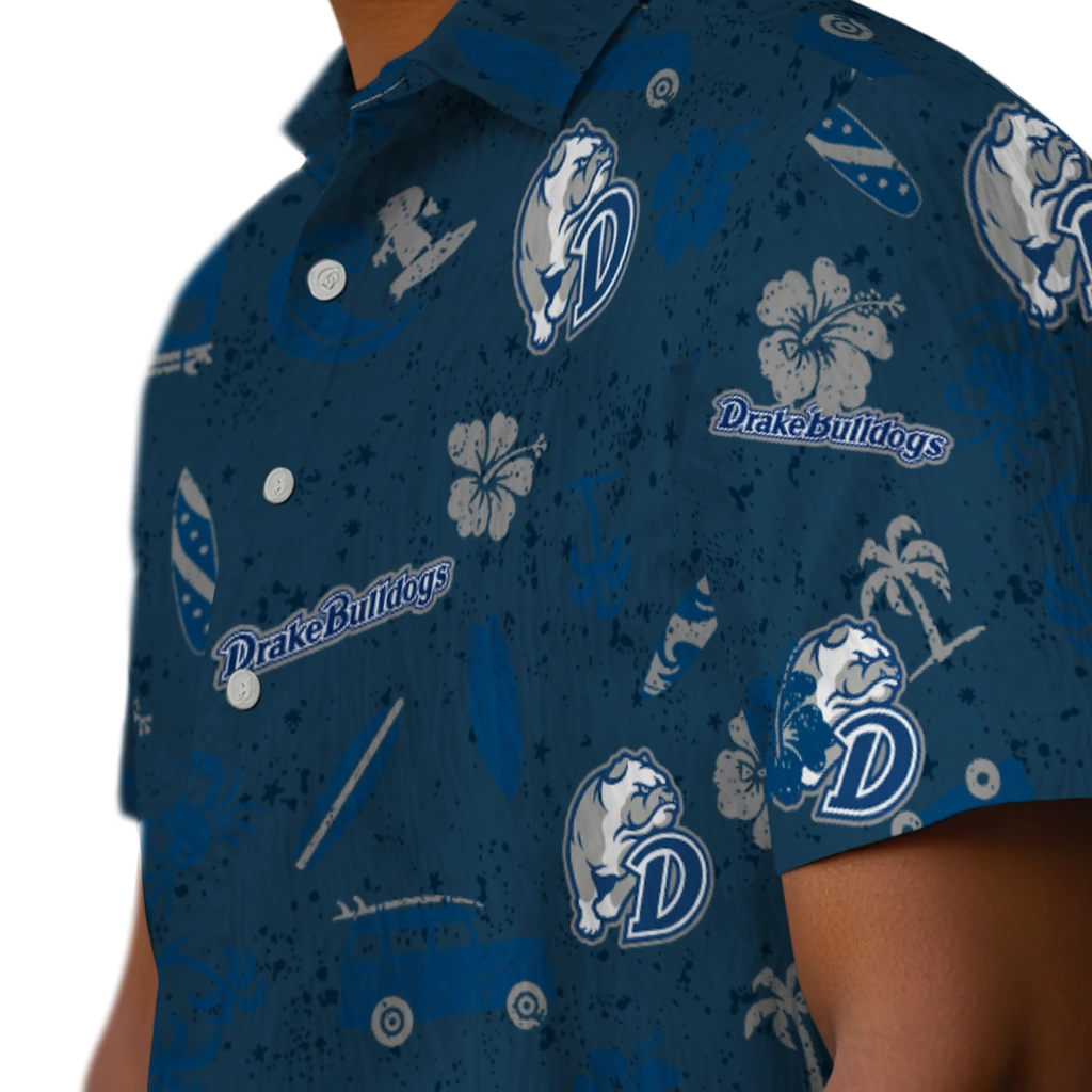 Drake Bulldogs Hawaiian Shirt - Beach Vibe drake bulldogs beach vibe navy hawaiian shirts trendy