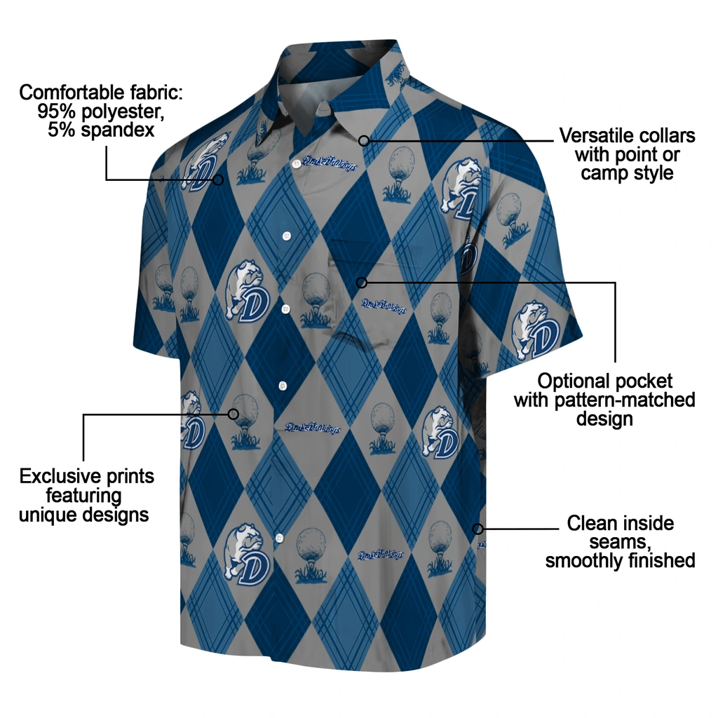 Drake Bulldogs Hawaiian Shirt - Golfing Plaid drake bulldogs balloon plaid blue hawaiian shirts new arrival