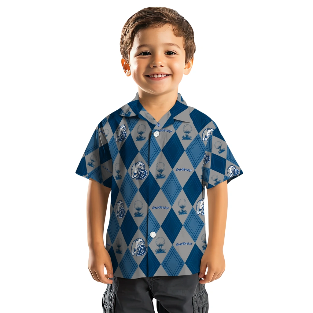 Drake Bulldogs Hawaiian Shirt - Golfing Plaid drake bulldogs balloon plaid blue hawaiian shirts top rated