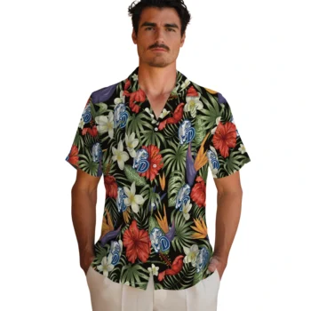 drake bulldogs hibiscus bird hawaiian shirts fashion forward