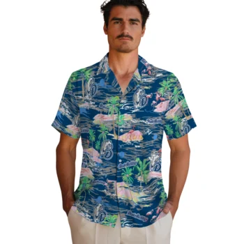 drake bulldogs flamingo retreat blue hawaiian shirts fashion forward