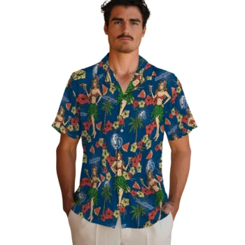 drake bulldogs hawaiian girls design blue hawaiian shirts fashion forward