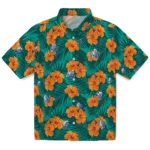 Drake Bulldogs Hawaiian Shirt – Hibiscus and Palm Leaves