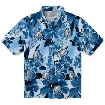 drake bulldogs hibiscus arrangement blue hawaiian shirts best selling