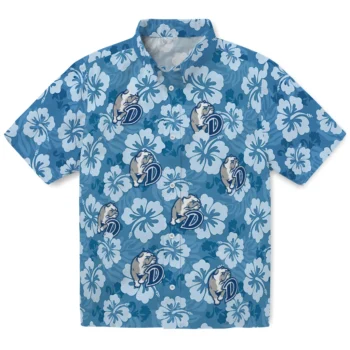 drake bulldogs hibiscus cluster blue hawaiian shirts best selling