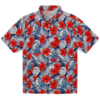 drake bulldogs hibiscus fiesta red royal blue hawaiian shirts best selling
