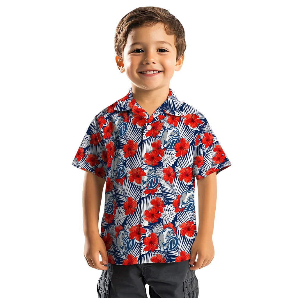 Drake Bulldogs Hawaiian Shirt - Hibiscus Fiesta drake bulldogs hibiscus fiesta red royal blue hawaiian shirts top rated