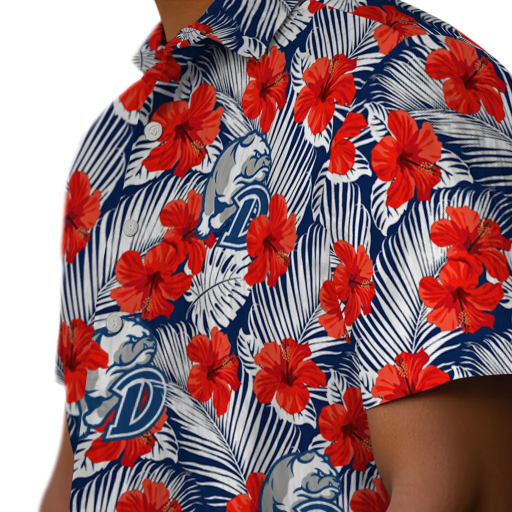 Drake Bulldogs Hawaiian Shirt - Hibiscus Fiesta drake bulldogs hibiscus fiesta red royal blue hawaiian shirts trendy