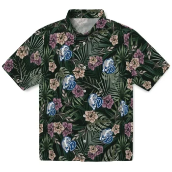 drake bulldogs hibiscus leaves pattern green hawaiian shirts best selling