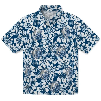 drake bulldogs hibiscus motif blue white hawaiian shirts best selling