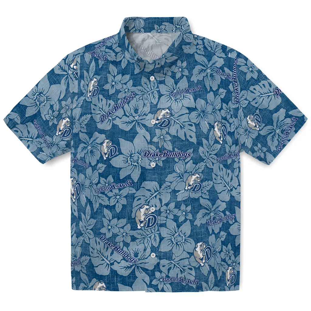 Drake Bulldogs Hawaiian Shirt - Hibiscus Oasis drake bulldogs hibiscus oasis blue hawaiian shirts best selling