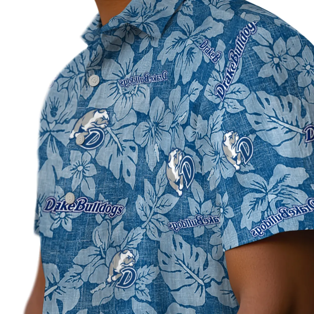 Drake Bulldogs Hawaiian Shirt - Hibiscus Oasis drake bulldogs hibiscus oasis blue hawaiian shirts trendy
