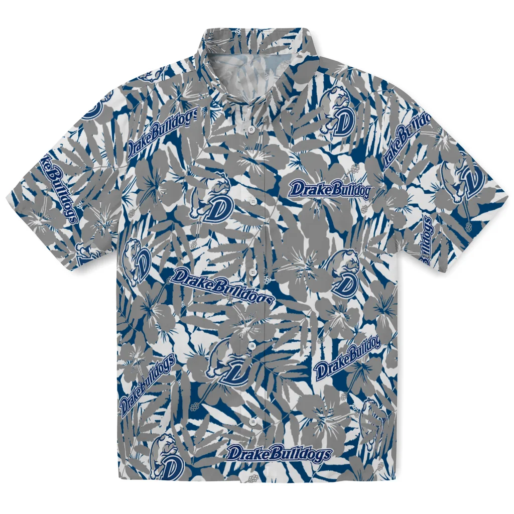 Drake Bulldogs Hawaiian Shirt - Hibiscus Overlay drake bulldogs hibiscus overlay hawaiian shirts best selling