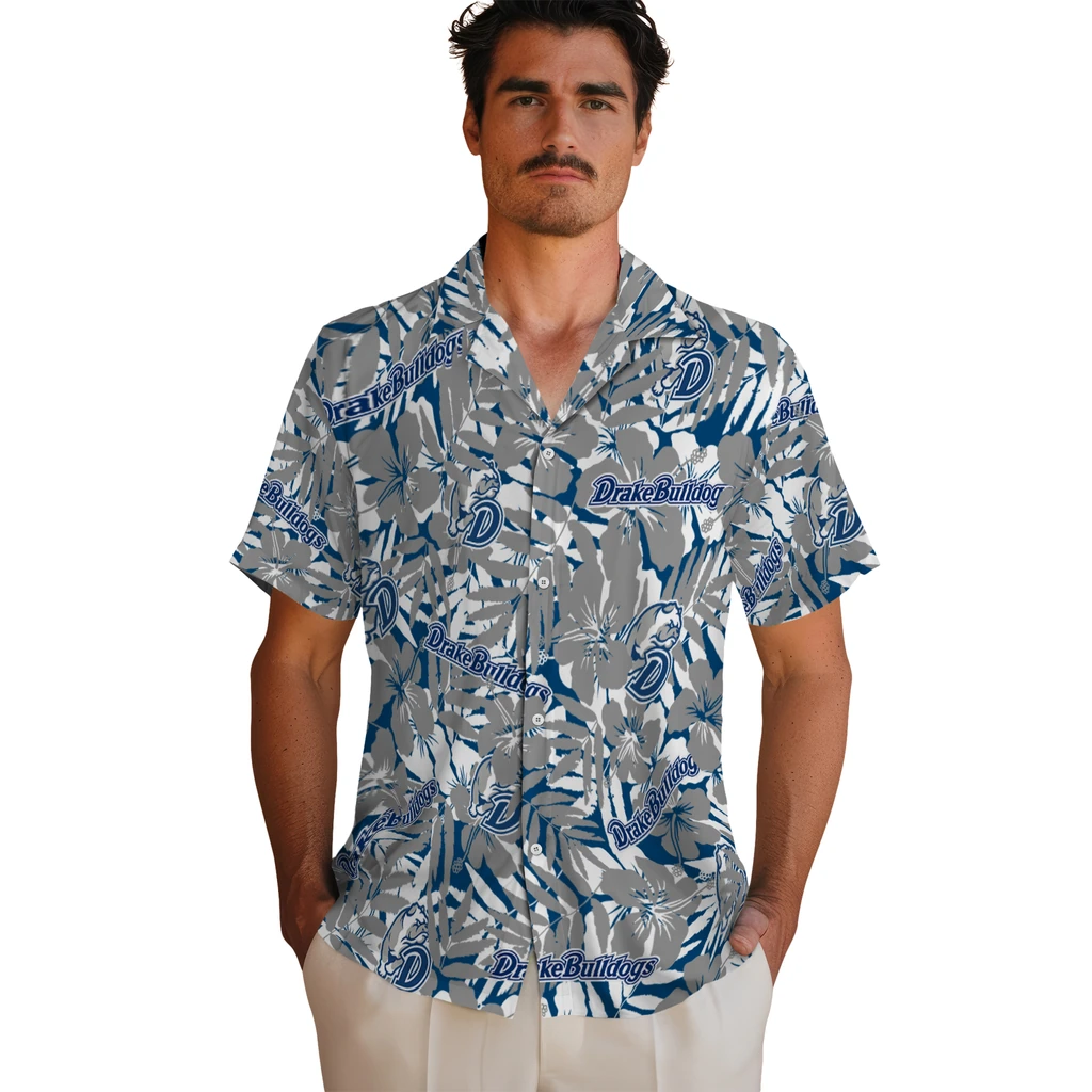 Drake Bulldogs Hawaiian Shirt - Hibiscus Overlay drake bulldogs hibiscus overlay hawaiian shirts fashion forward