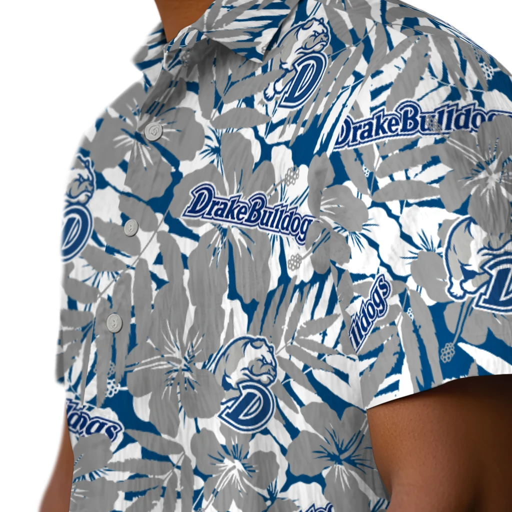 Drake Bulldogs Hawaiian Shirt - Hibiscus Overlay drake bulldogs hibiscus overlay hawaiian shirts trendy