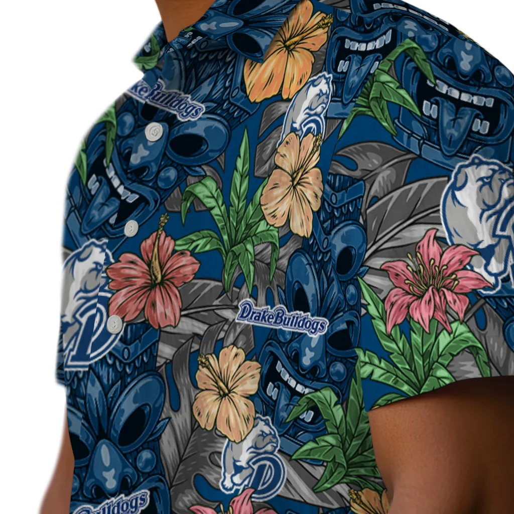 Drake Bulldogs Hawaiian Shirt - Hibiscus Tiki Jungle drake bulldogs tiki jungle blue hawaiian shirts trendy