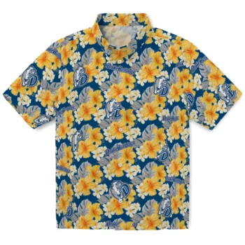 drake bulldogs hibiscus tropics blue yellow hawaiian shirts best selling