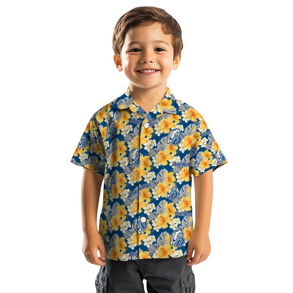 Drake Bulldogs Hawaiian Shirt - Hibiscus Tropics drake bulldogs hibiscus tropics blue yellow hawaiian shirts top rated