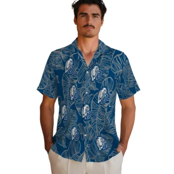 drake bulldogs leaf outline blue hawaiian shirts fashion forward