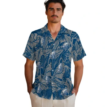 drake bulldogs monstera layer blue hawaiian shirts fashion forward