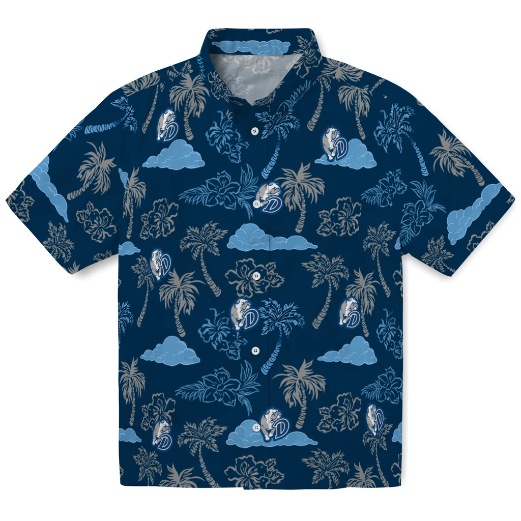 Drake Bulldogs Hawaiian Shirt - Palm And Clouds drake bulldogs palm and clouds blue hawaiian shirts best selling