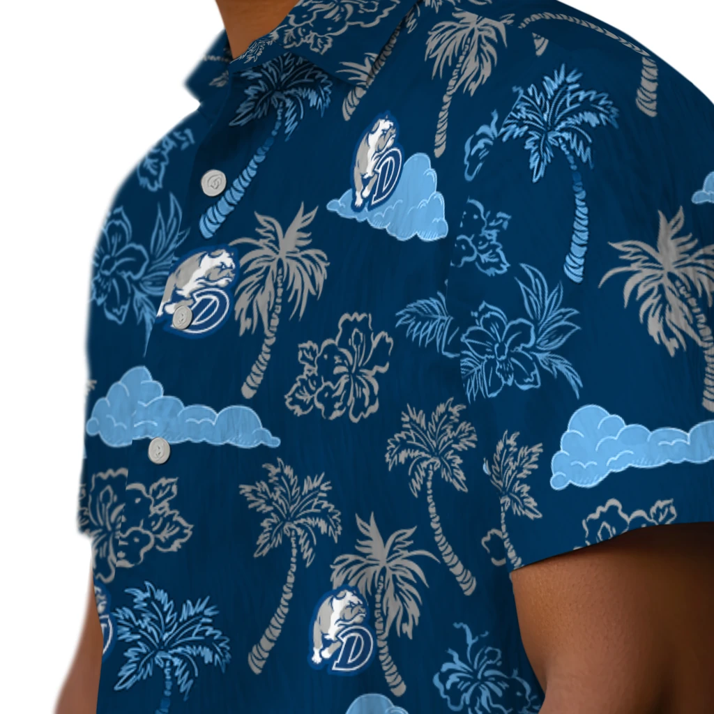 Drake Bulldogs Hawaiian Shirt - Palm And Clouds drake bulldogs palm and clouds blue hawaiian shirts trendy