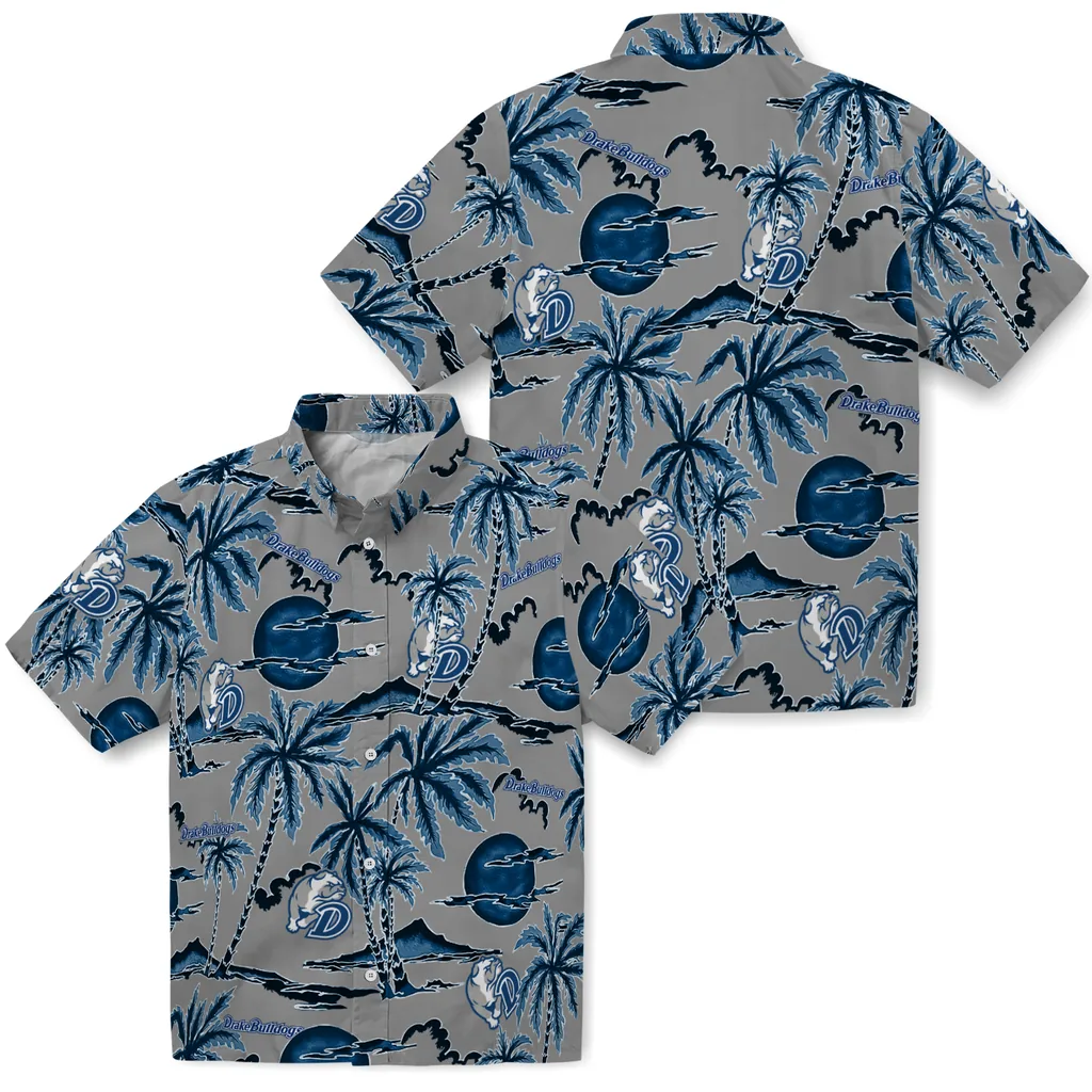 Drake Bulldogs Hawaiian Shirt - Palm Sunset drake bulldogs palm sunset hawaiian shirts high quality