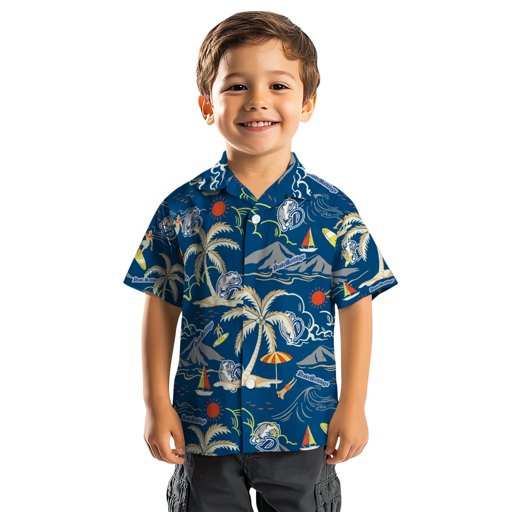 Drake Bulldogs Hawaiian Shirt - Palm Tree Island drake bulldogs palm tree island blue hawaiian shirts top rated