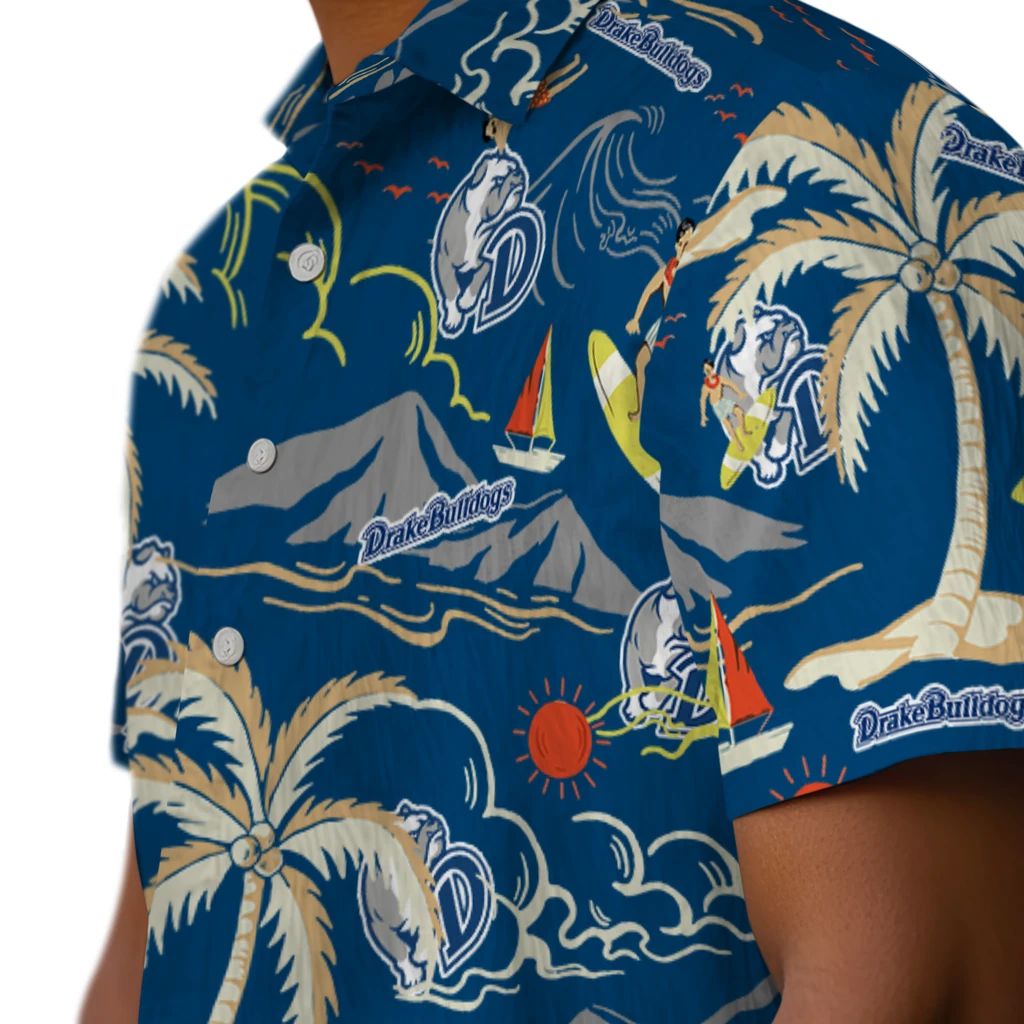 Drake Bulldogs Hawaiian Shirt - Palm Tree Island drake bulldogs palm tree island blue hawaiian shirts trendy