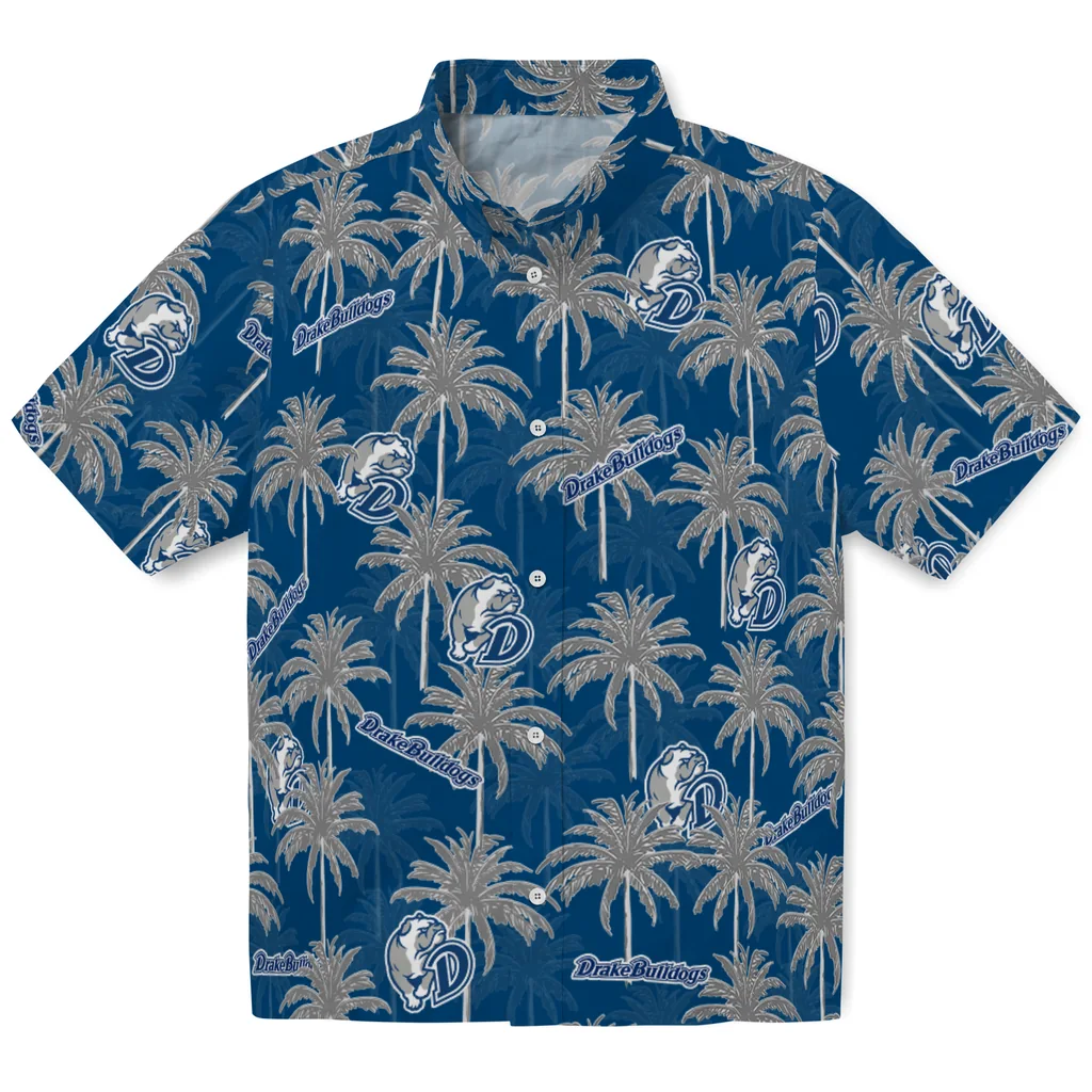 Drake Bulldogs Hawaiian Shirt - Palm Tree Motif drake bulldogs palm grove blue hawaiian shirts best selling