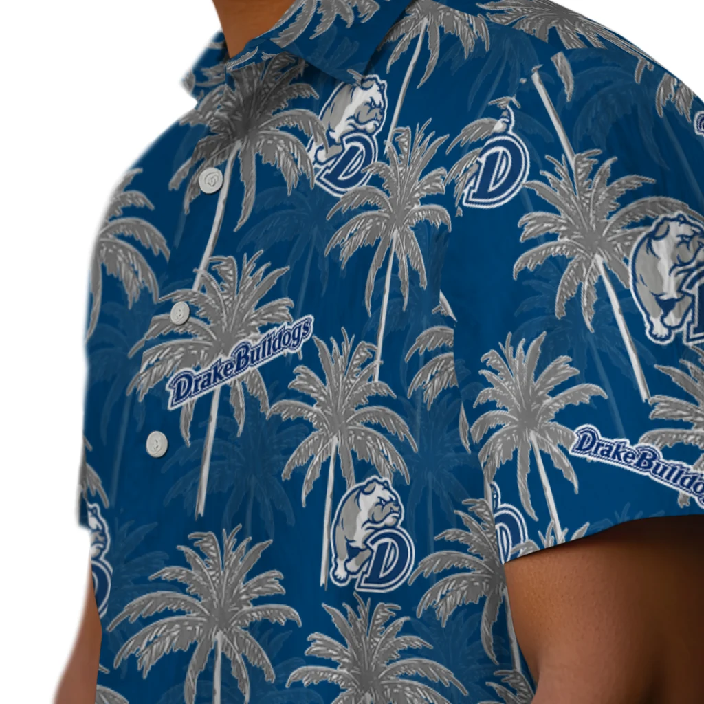 Drake Bulldogs Hawaiian Shirt - Palm Tree Motif drake bulldogs palm grove blue hawaiian shirts trendy