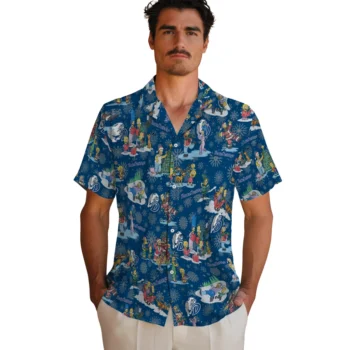 drake bulldogs simpsons christmas blue hawaiian shirts fashion forward