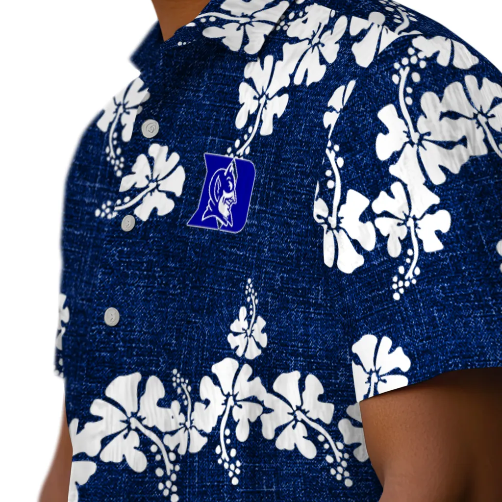 Duke Blue Devils Hawaiian Shirt - 50th State Flower duke blue devils hibiscus petals blue hawaiian shirts trendy