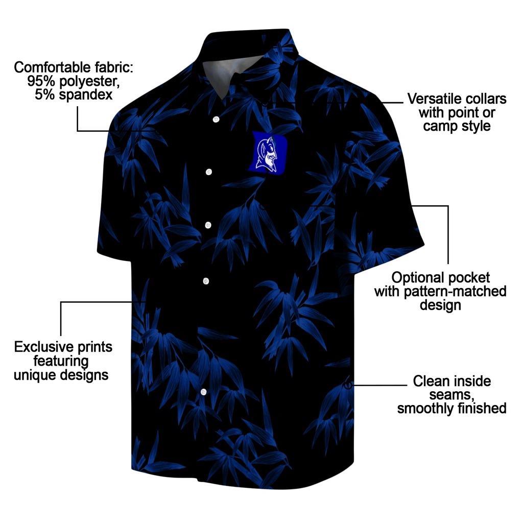 Duke Blue Devils Hawaiian Shirt - Bamboo Branches duke blue devils bamboo branches blue black hawaiian shirts new arrival