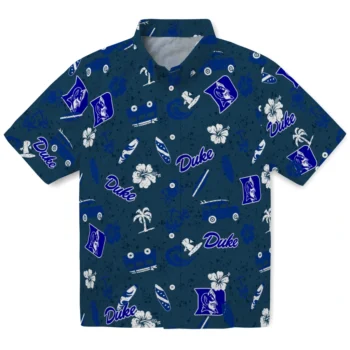 duke blue devils beach vibe navy hawaiian shirts best selling