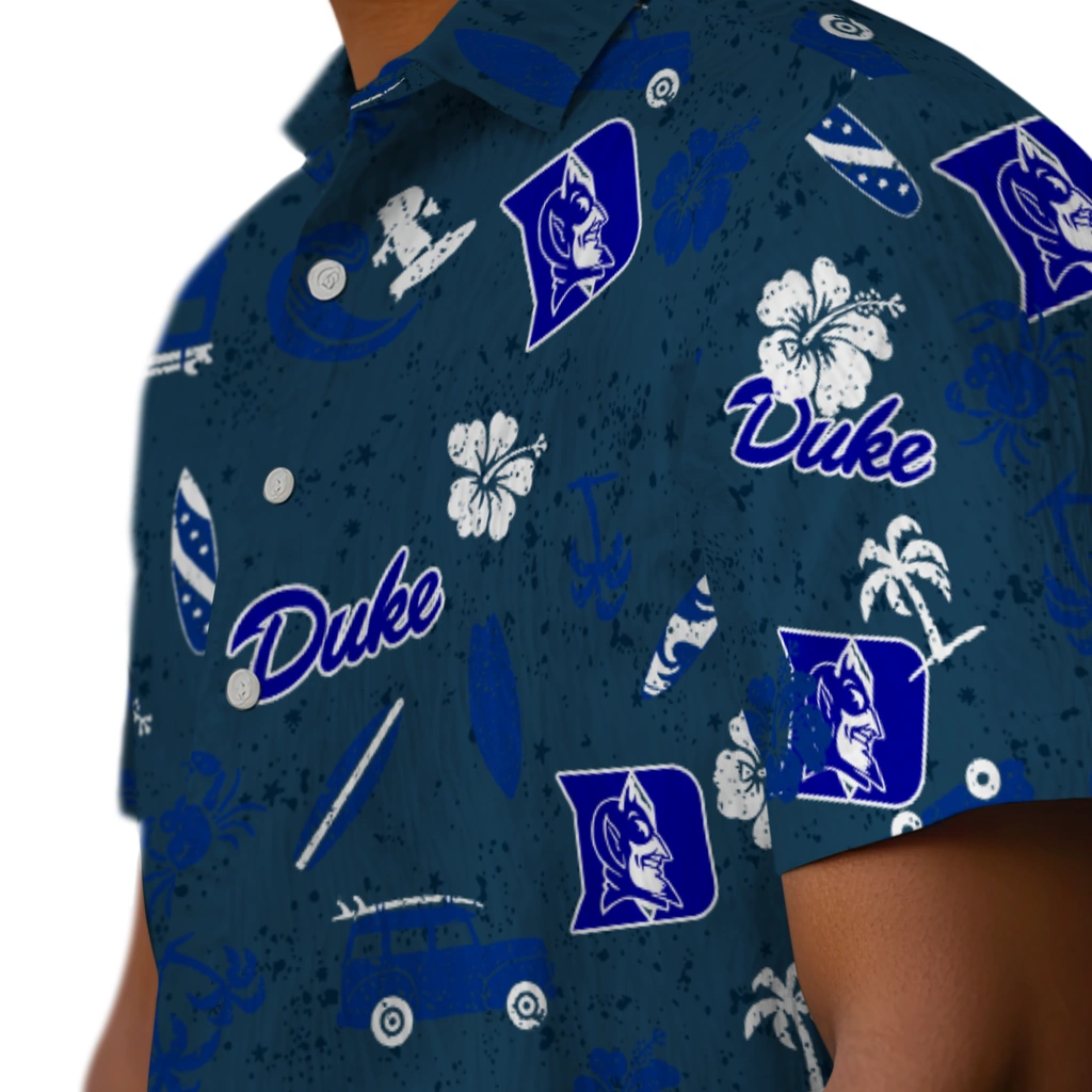 Duke Blue Devils Hawaiian Shirt - Beach Vibe duke blue devils beach vibe navy hawaiian shirts trendy