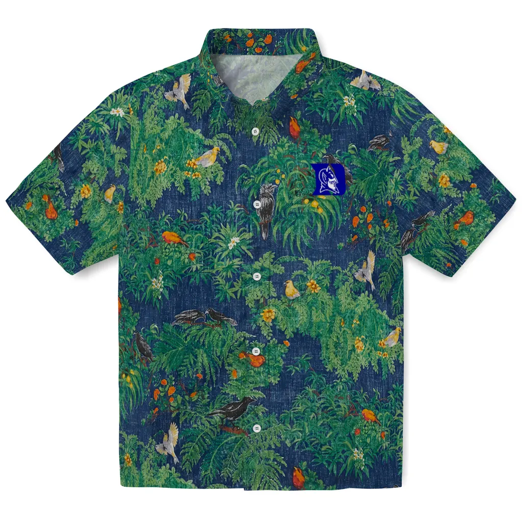 Duke Blue Devils Hawaiian Shirt - Bird Canopy duke blue devils bird canopy green hawaiian shirts best selling