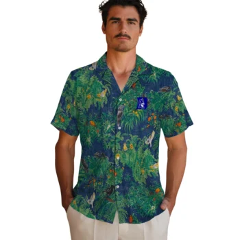 duke blue devils bird canopy green hawaiian shirts fashion forward
