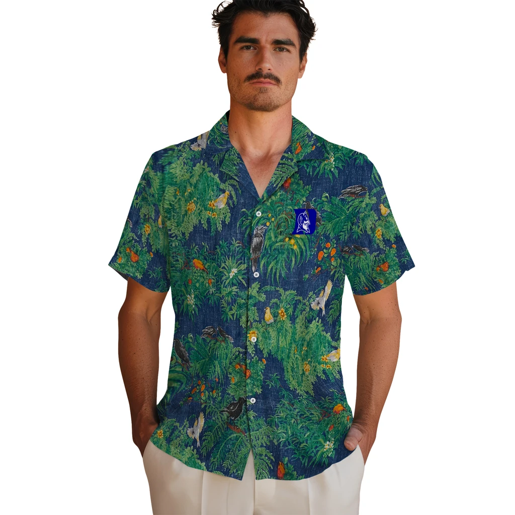 Duke Blue Devils Hawaiian Shirt - Bird Canopy duke blue devils bird canopy green hawaiian shirts fashion forward