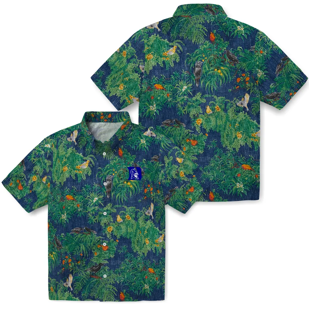 Duke Blue Devils Hawaiian Shirt - Bird Canopy duke blue devils bird canopy green hawaiian shirts high quality