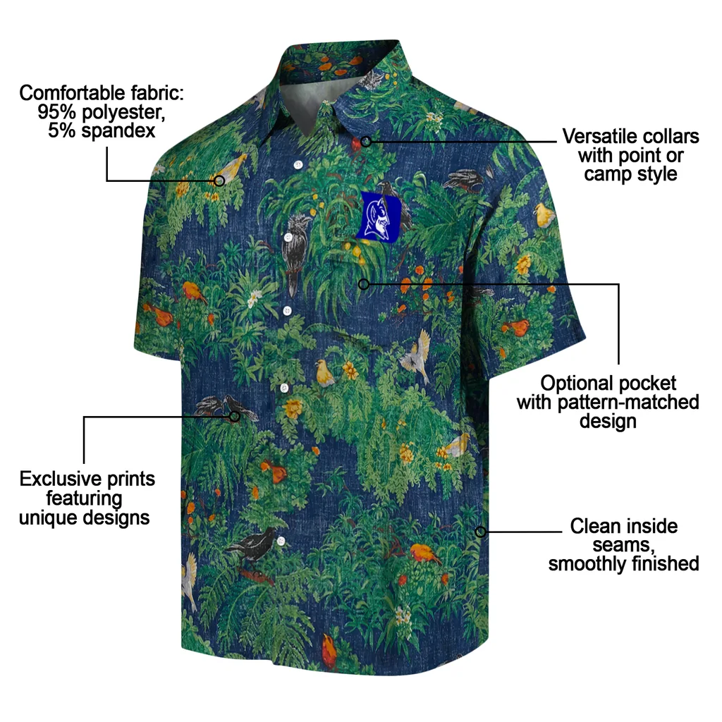 Duke Blue Devils Hawaiian Shirt - Bird Canopy duke blue devils bird canopy green hawaiian shirts new arrival