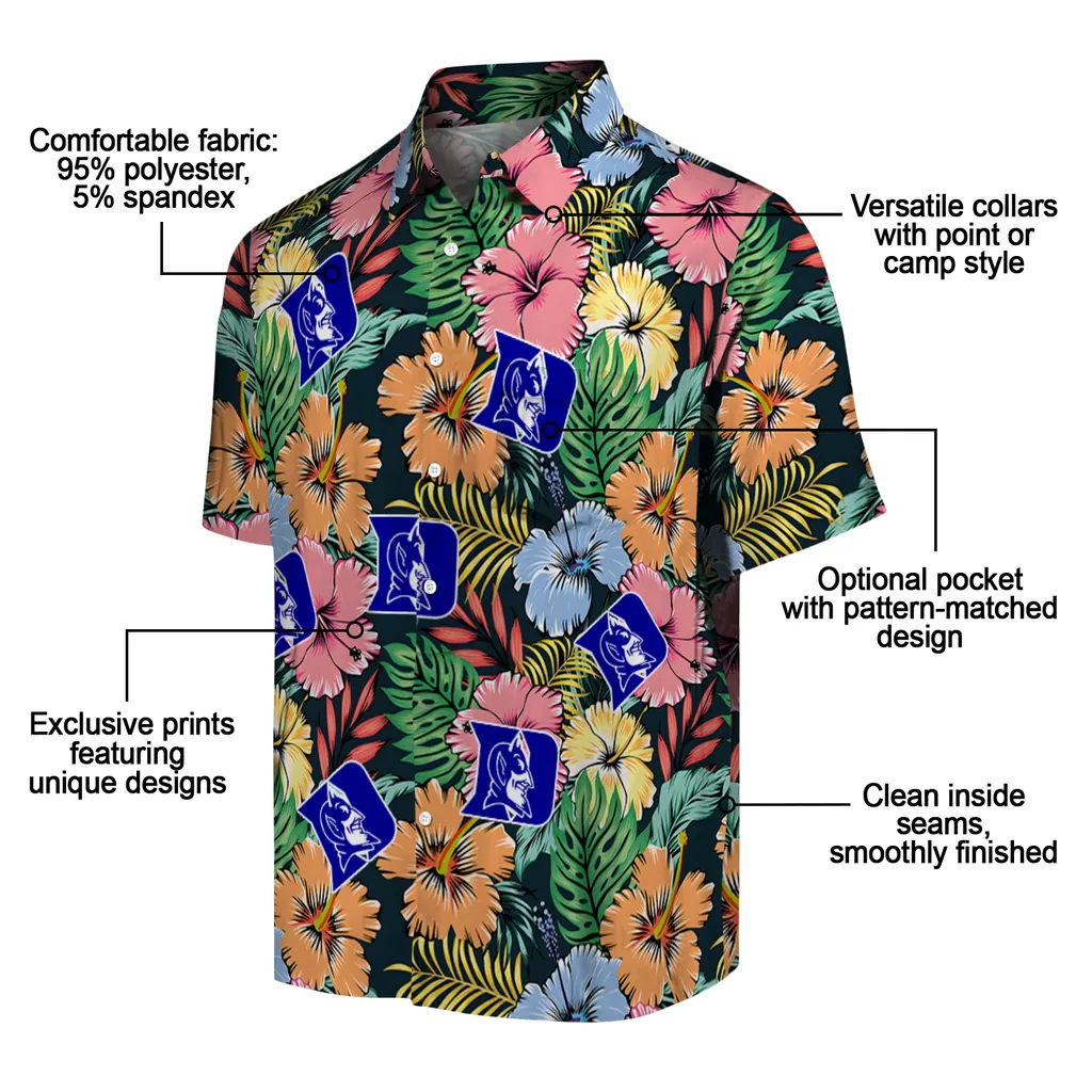 Duke Blue Devils Hawaiian Shirt - Brilliant Hibiscus Garden duke blue devils brilliant hibiscus garden hawaiian shirts new arrival